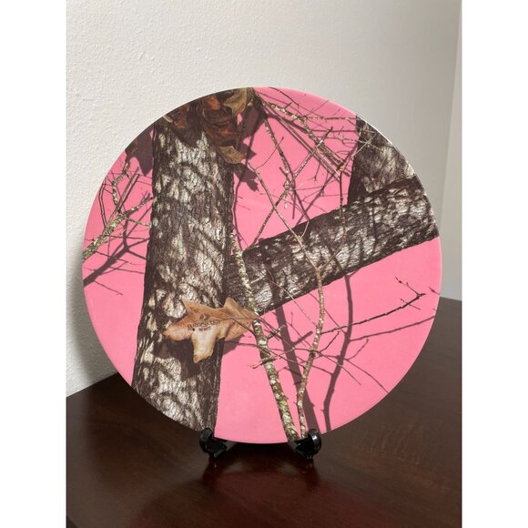 Set Of 3 Mossy Oak Pink Camo Melamine Dinner Plates 11" - Picture 3 of 4